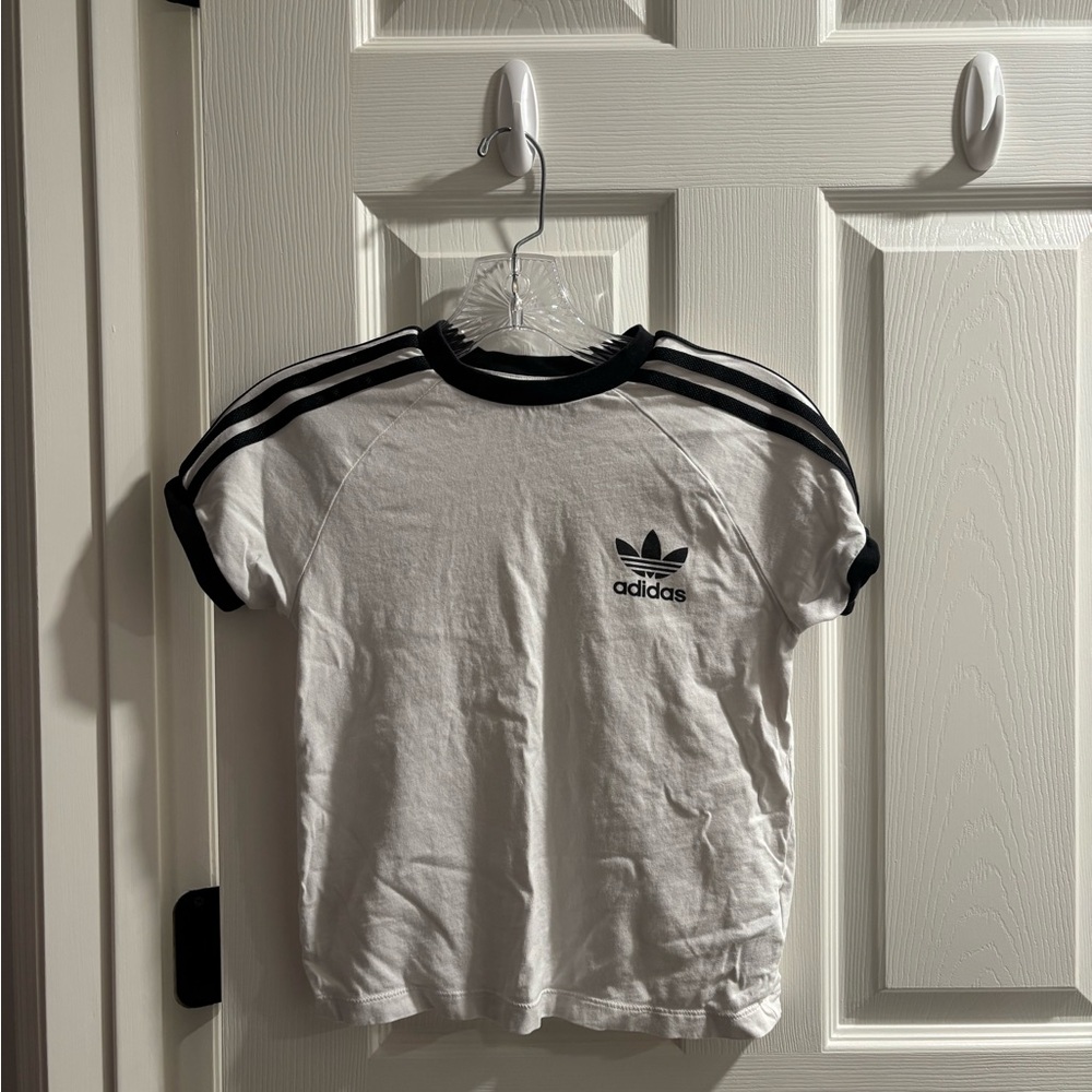Adidas White and Black Short Sleeve Tee